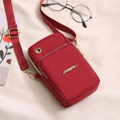 Women's Nylon Crossbody Bag Mini Metal Decor Pocket Front Phone Bag