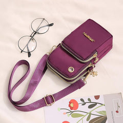 Women's Nylon Crossbody Bag Mini Metal Decor Pocket Front Phone Bag