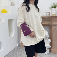 Women's Nylon Crossbody Bag Mini Metal Decor Pocket Front Phone Bag