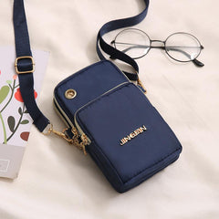 Women's Nylon Crossbody Bag Mini Metal Decor Pocket Front Phone Bag
