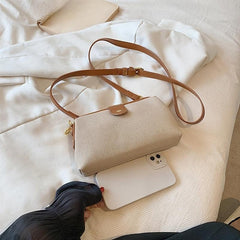 Colorblock Crossbody Bag Retro Flap Botton Bag