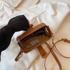Colorblock Crossbody Bag Retro Flap Botton Bag