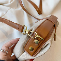 Colorblock Crossbody Bag Retro Flap Botton Bag