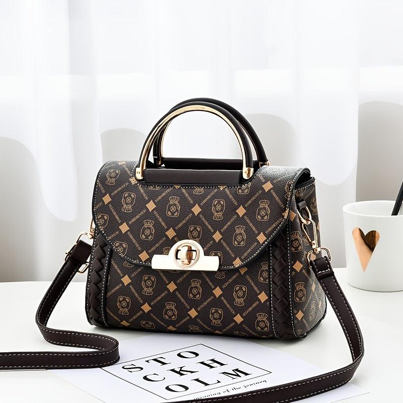 Letter Graphic Crossbody Bag PU Leather Flap Purse