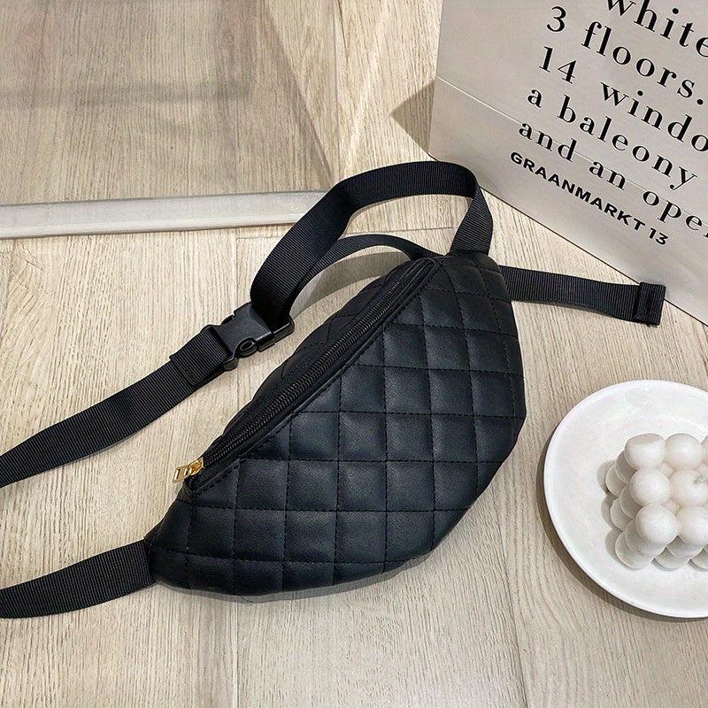 Argyle Quilted Crossbody Bag PU Leather Chest Purse
