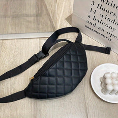 Argyle Quilted Crossbody Bag PU Leather Chest Purse