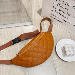Argyle Quilted Crossbody Bag PU Leather Chest Purse