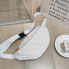 Argyle Quilted Crossbody Bag PU Leather Chest Purse