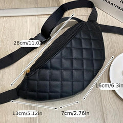 Argyle Quilted Crossbody Bag PU Leather Chest Purse