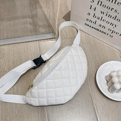 Argyle Quilted Crossbody Bag PU Leather Chest Purse