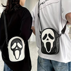 Scream Ghost Crossbody Bag Funny Skull Elf Halloween Party Purse