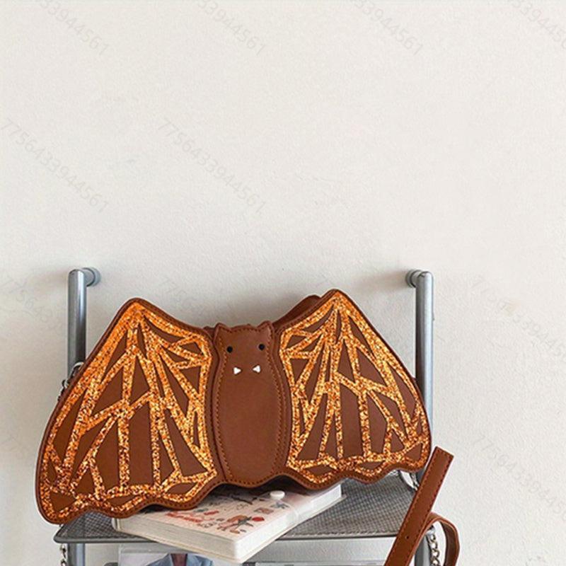 Sequins Bat Shape Crossbody Bag Halloween Party Shoulder Bag