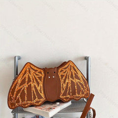 Sequins Bat Shape Crossbody Bag Halloween Party Shoulder Bag