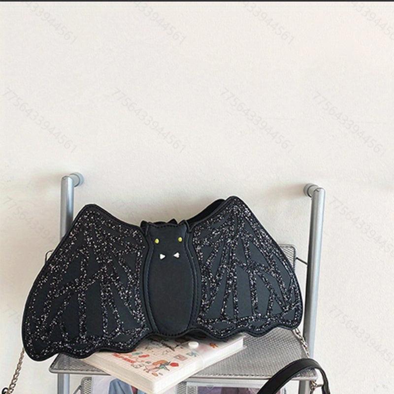 Sequins Bat Shape Crossbody Bag Halloween Party Shoulder Bag