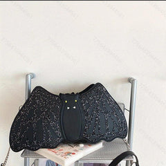 Sequins Bat Shape Crossbody Bag Halloween Party Shoulder Bag
