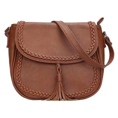 Retro Style Saddle Bag With Tassel Decor Crossbody Purse