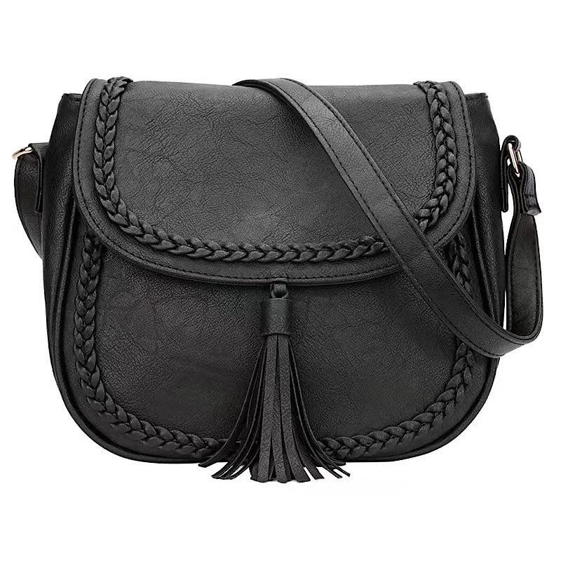 Retro Style Saddle Bag With Tassel Decor Crossbody Purse