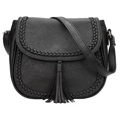 Retro Style Saddle Bag With Tassel Decor Crossbody Purse
