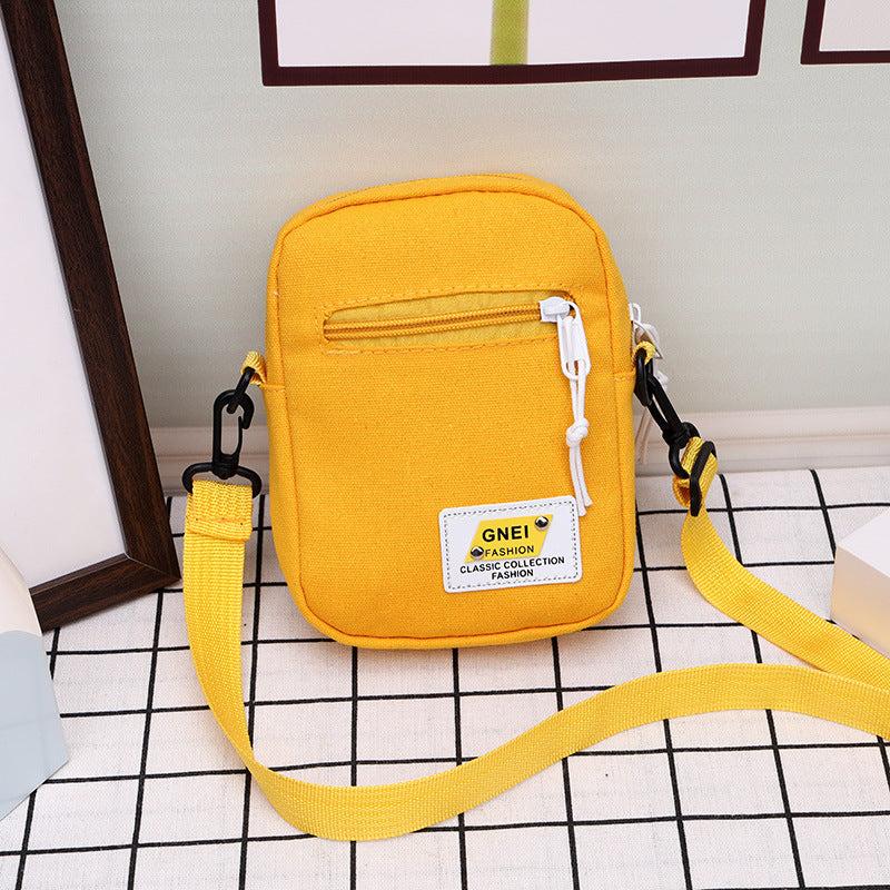Mini Letter Patch Crossbody Bag Canvas Cell Phone Bag Handbag