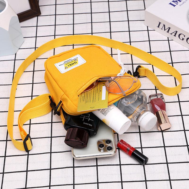 Mini Letter Patch Crossbody Bag Canvas Cell Phone Bag Handbag