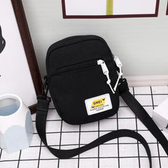 Mini Letter Patch Crossbody Bag Canvas Cell Phone Bag Handbag