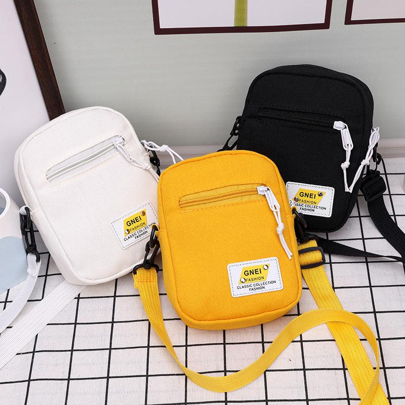 Mini Letter Patch Crossbody Bag Canvas Cell Phone Bag Handbag