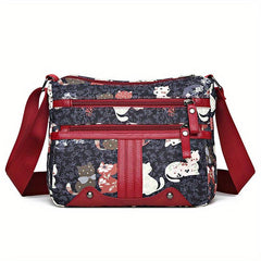 Vintage Pattern Shoulder Bag Classic Crossbody Bag With Zipper Pockets