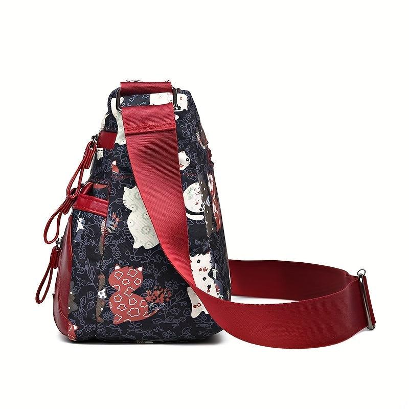 Vintage Pattern Shoulder Bag Classic Crossbody Bag With Zipper Pockets