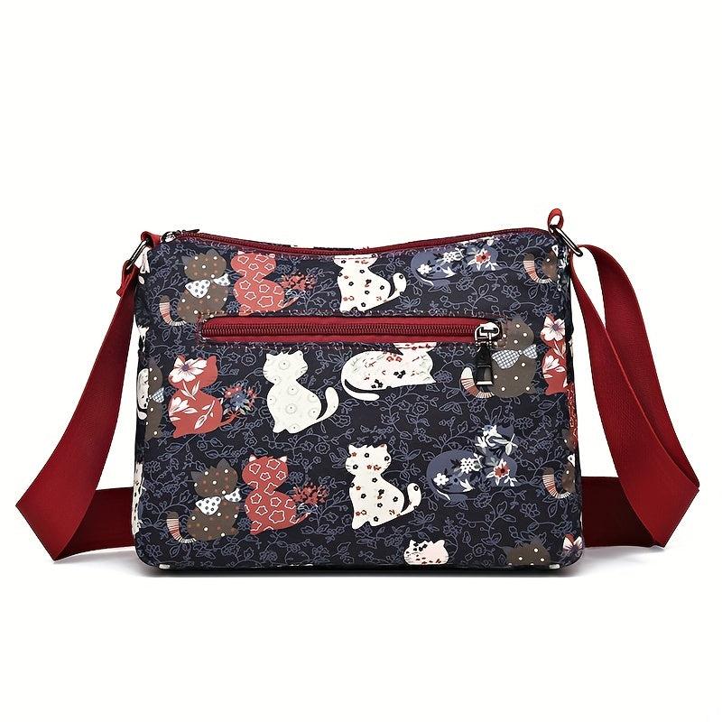Vintage Pattern Shoulder Bag Classic Crossbody Bag With Zipper Pockets