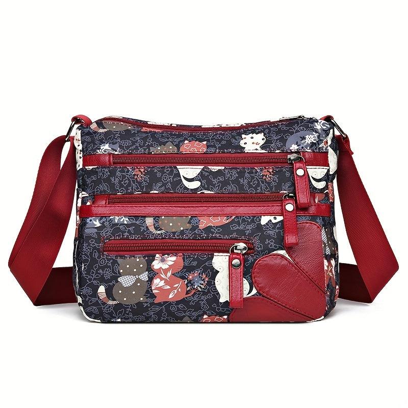 Vintage Pattern Shoulder Bag Classic Crossbody Bag With Zipper Pockets