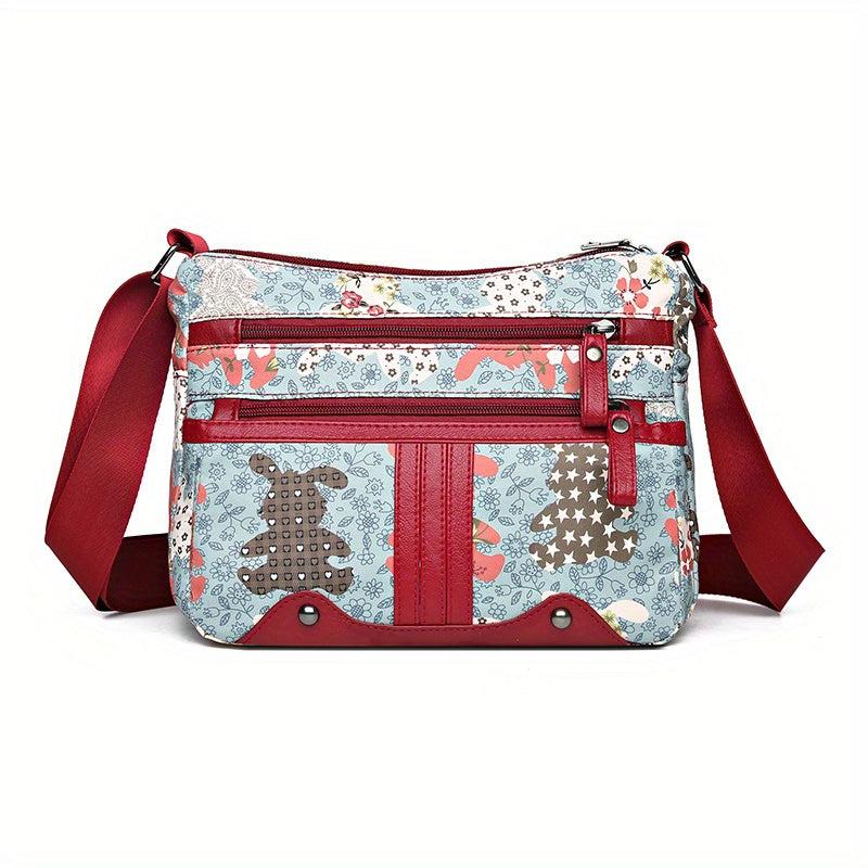 Vintage Pattern Shoulder Bag Classic Crossbody Bag With Zipper Pockets