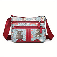 Vintage Pattern Shoulder Bag Classic Crossbody Bag With Zipper Pockets