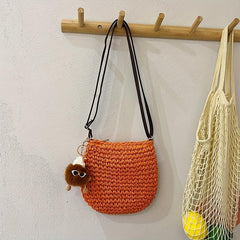 Retro Straw Woven Bag For Women Summer Beach Crossbody Bag