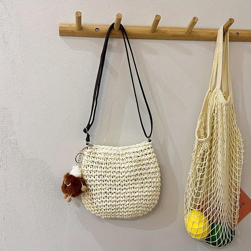 Retro Straw Woven Bag For Women Summer Beach Crossbody Bag