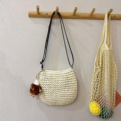 Retro Straw Woven Bag For Women Summer Beach Crossbody Bag