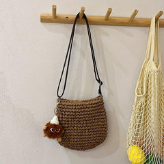 Retro Straw Woven Bag For Women Summer Beach Crossbody Bag