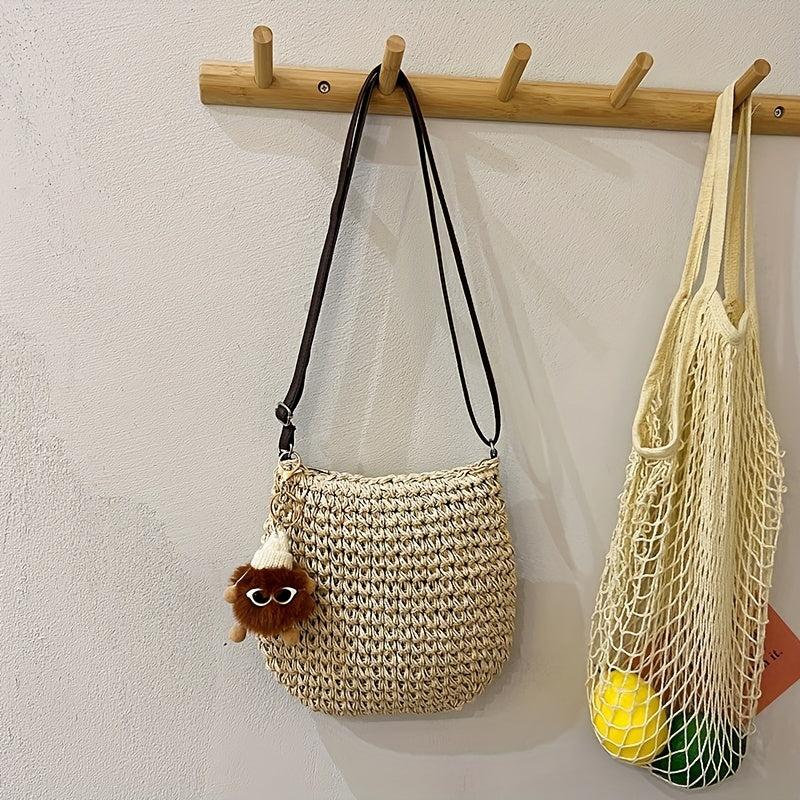 Retro Straw Woven Bag For Women Summer Beach Crossbody Bag