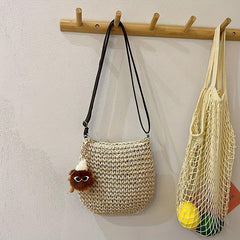 Retro Straw Woven Bag For Women Summer Beach Crossbody Bag