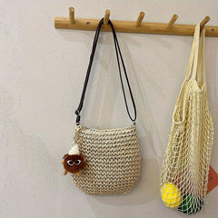Retro Straw Woven Bag For Women Summer Beach Crossbody Bag