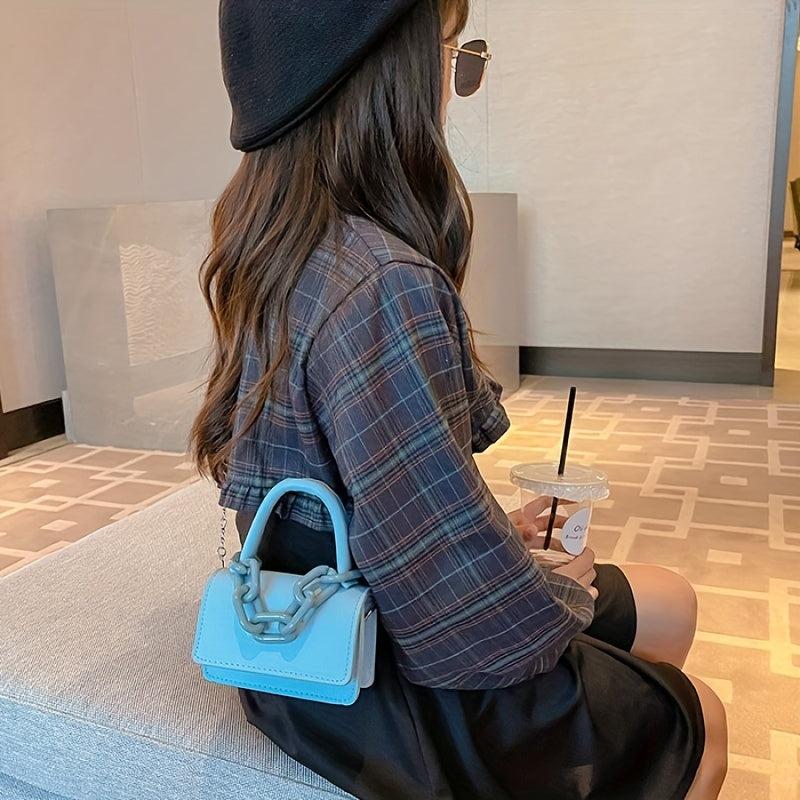 Mini Chain Crossbody Bag Solid Handbags Square Purse 12 5 5