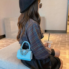 Mini Chain Crossbody Bag Solid Handbags Square Purse 12 5 5