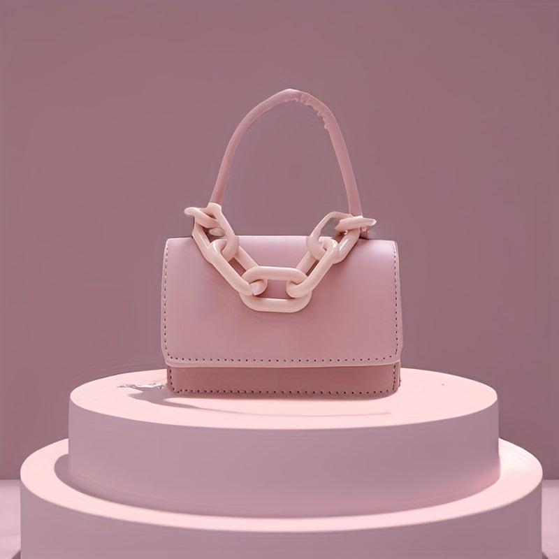 Mini Chain Crossbody Bag Solid Handbags Square Purse 12 5 5
