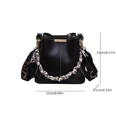 Solid Bucket Bag Women's Chain Decor Crossbody Bag