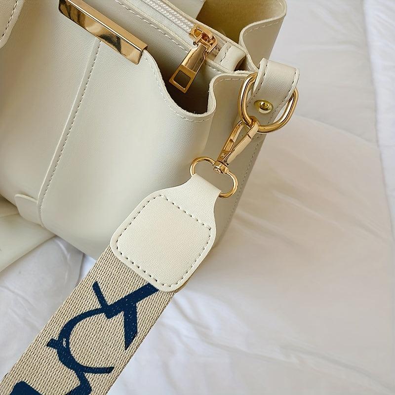 Solid Bucket Bag Women's Chain Decor Crossbody Bag