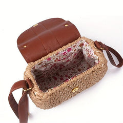 Straw Woven Crossbody Bag Boho Style Tassel Handbag