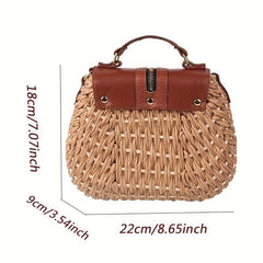 Straw Woven Crossbody Bag Boho Style Tassel Handbag