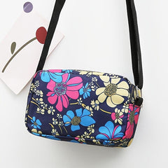 Flower Print Crossbody Bag Oxford Cloth Shoulder Bag