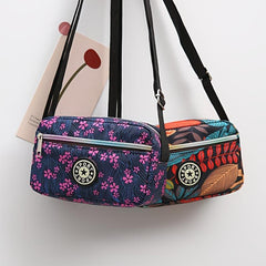 Flower Print Crossbody Bag Oxford Cloth Shoulder Bag