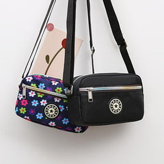 Flower Print Crossbody Bag Oxford Cloth Shoulder Bag