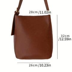 Solid Shoulder Bag 2pcs Bucket Handbag Set PU Leather Crossbody Bag